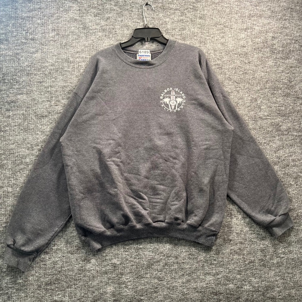 Vintage Hanes Balboa Island Newport Beach California Sweatshirt Gray XL 6189